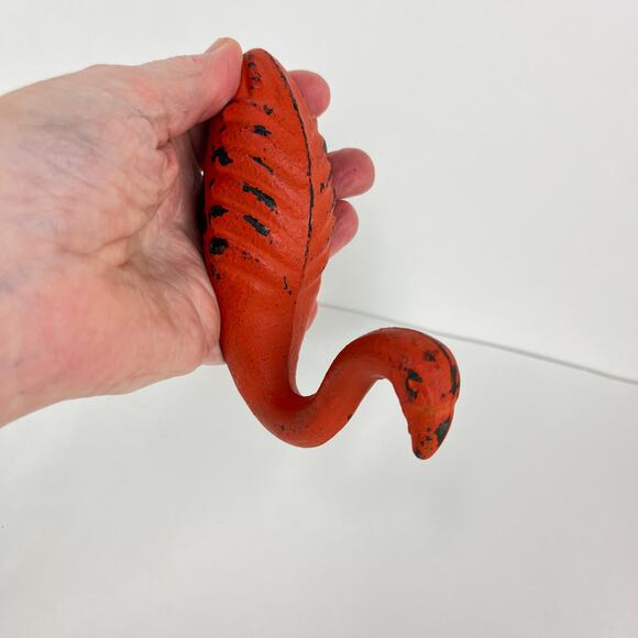 Flamingo Swan Bird Cast Iron Wall Hook Set Whimsy Fun Vintage - Picture 5 of 7